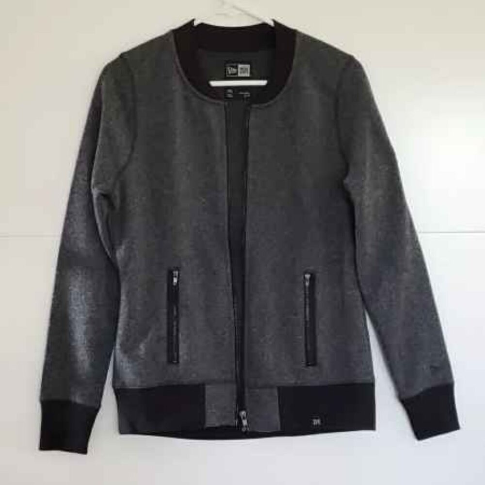 New Era Ladies French Terry Full Zip Jacket - Grey With Black Trim - Small
